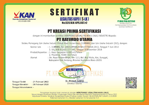 Wood Legality Certificate Ratimdo Utama